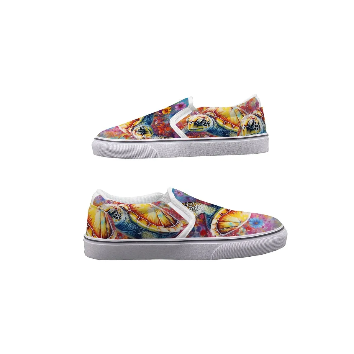 Women's Slip On Sneakers colorful turtle print